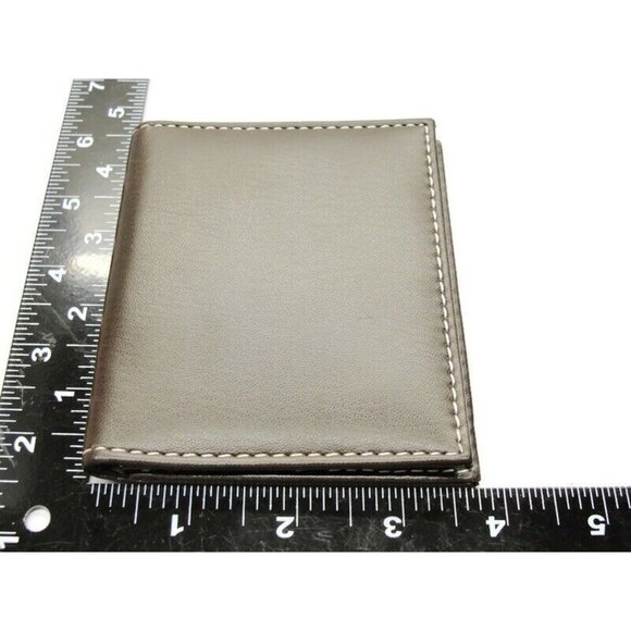 Brown Stitched Money  Leather Wallet Photo Credit Card Cash ID Holder - Picture 3 of 6